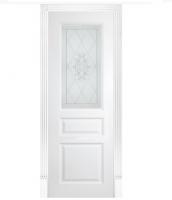 Шпоном Дверь межкомнатная Турин эмаль белая остекленная